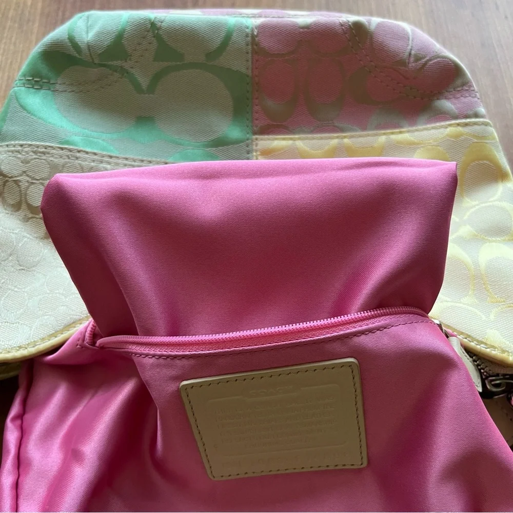 Coach Pastel Patchwork Shoulder Bag in Yellow, Pink, Mint & Light Brown/Cream - Picture 10 of 16